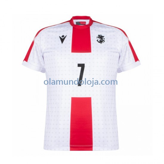 Camisola Georgia Kvaratskhelia 7 Homem Equipamento Primeiro Euro 2024 Manga Curta